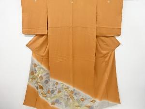 リサイクル　菊・楓・古典柄刺繍三つ紋色留袖(比翼付き)